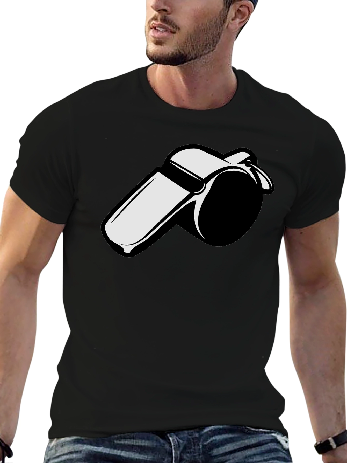 Whistle Graphic Tee - Black Cotton T-Shirt