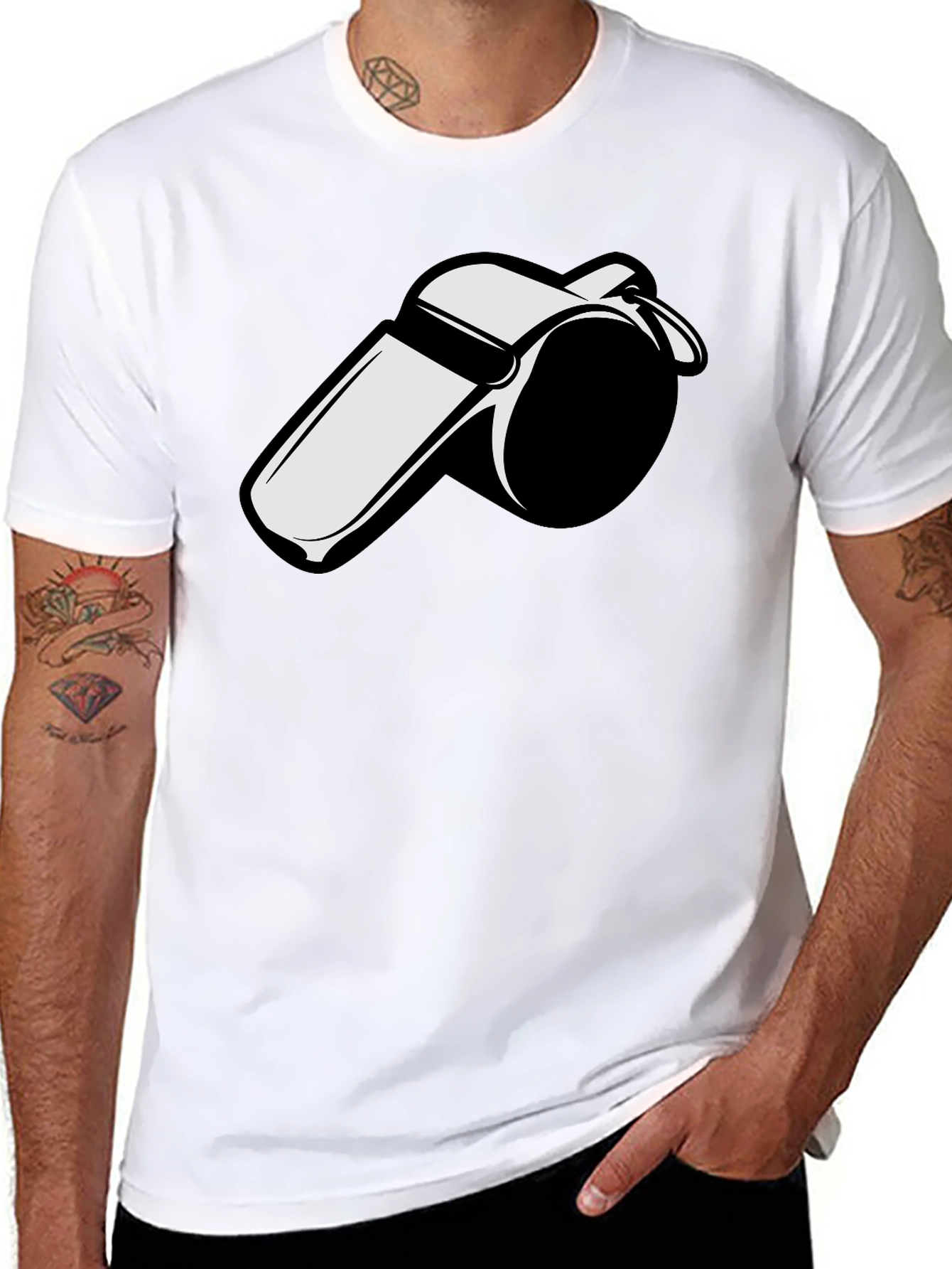 Whistle Graphic Tee - Black Cotton T-Shirt