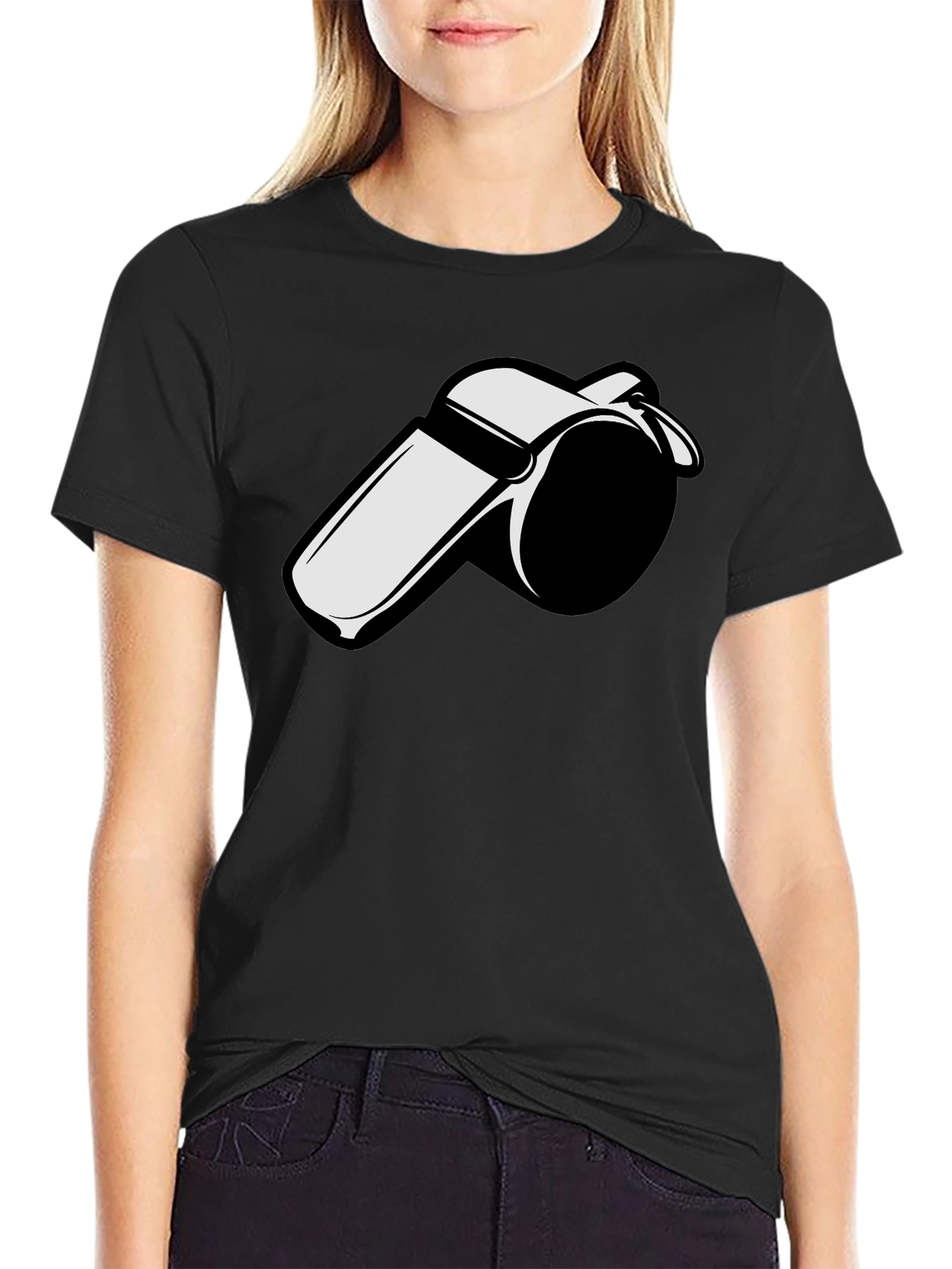 Whistle Graphic Tee - Black Cotton T-Shirt