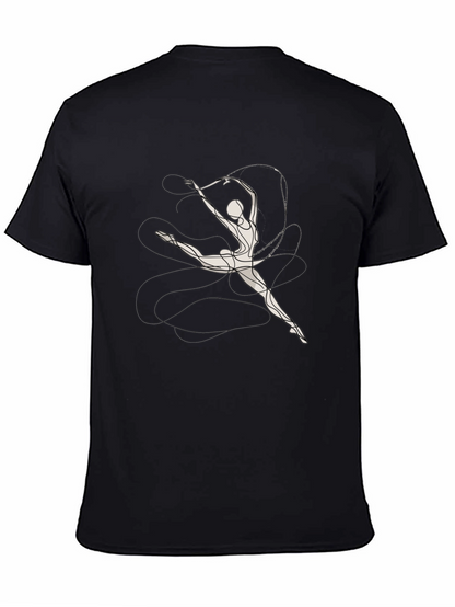 Black T-Shirt with Abstract Gymnast Design