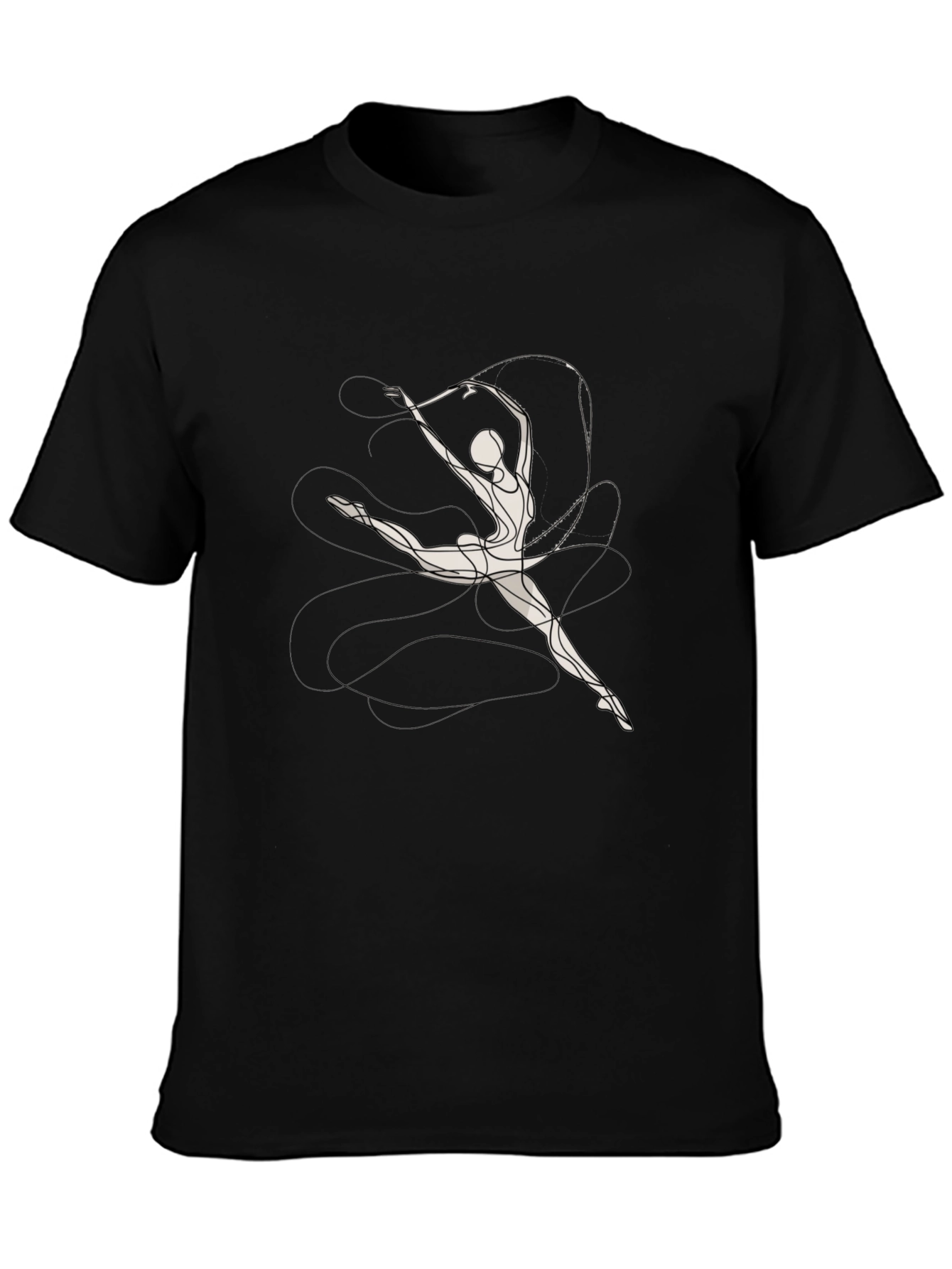 Black T-Shirt with Abstract Gymnast Design