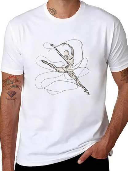 Black T-Shirt with Abstract Gymnast Design