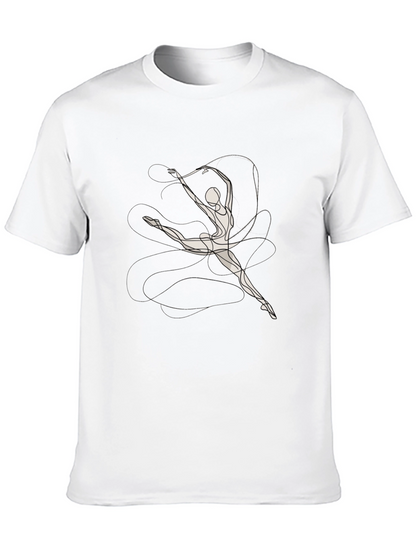 Black T-Shirt with Abstract Gymnast Design