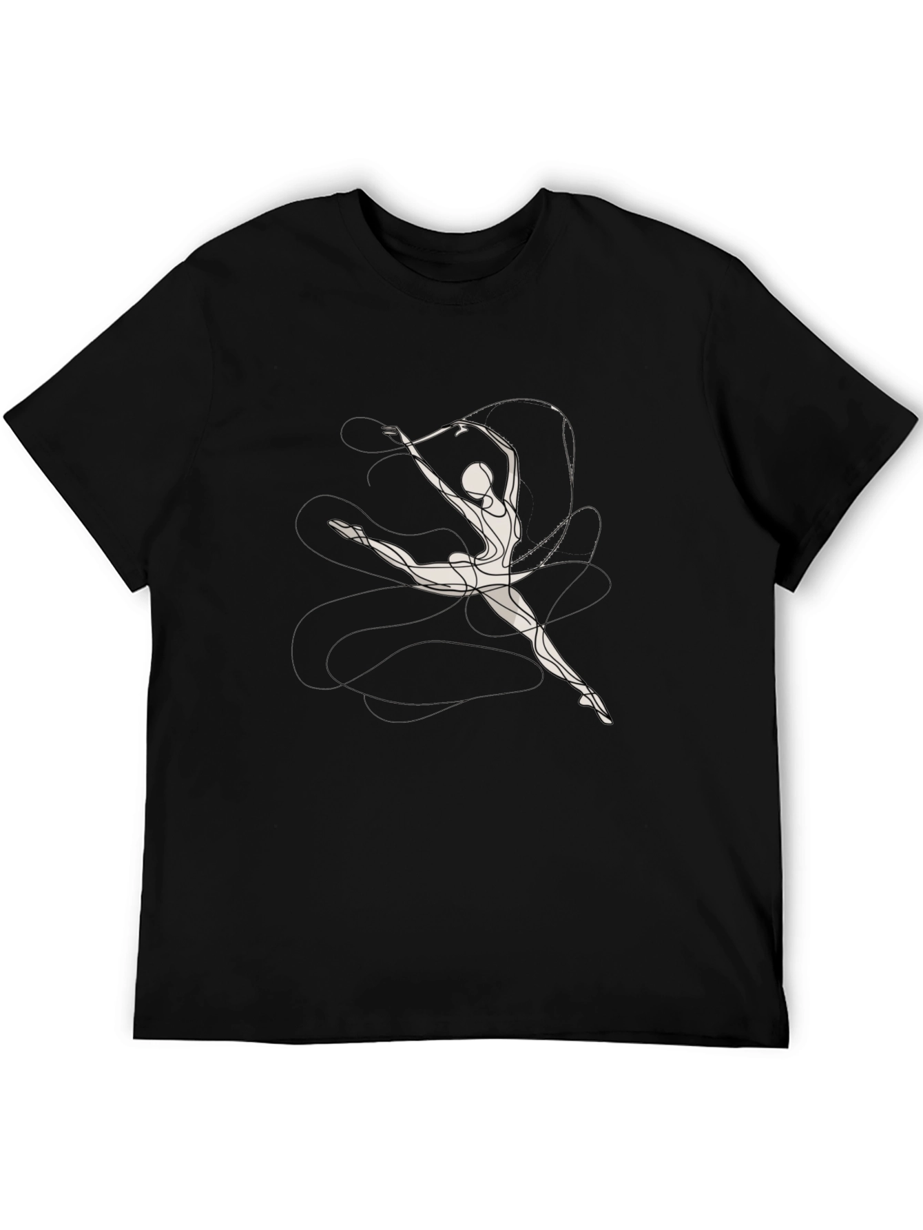 Black T-Shirt with Abstract Gymnast Design