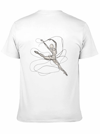 Black T-Shirt with Abstract Gymnast Design