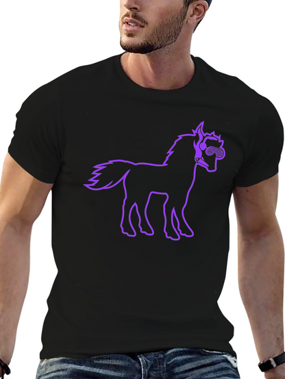 Cool Horse Graphic Tee - Black Cotton T-Shirt