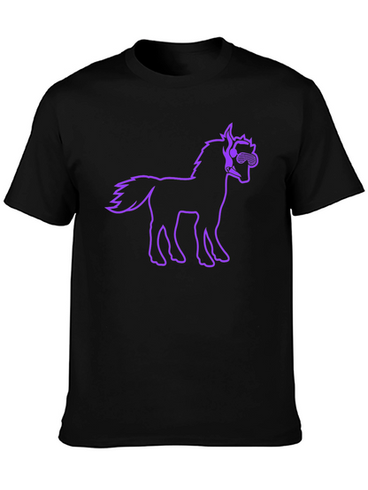 Cool Horse Graphic Tee - Black Cotton T-Shirt