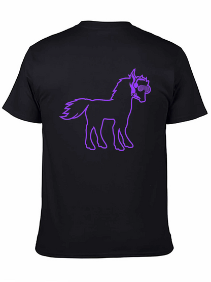 Cool Horse Graphic Tee - Black Cotton T-Shirt