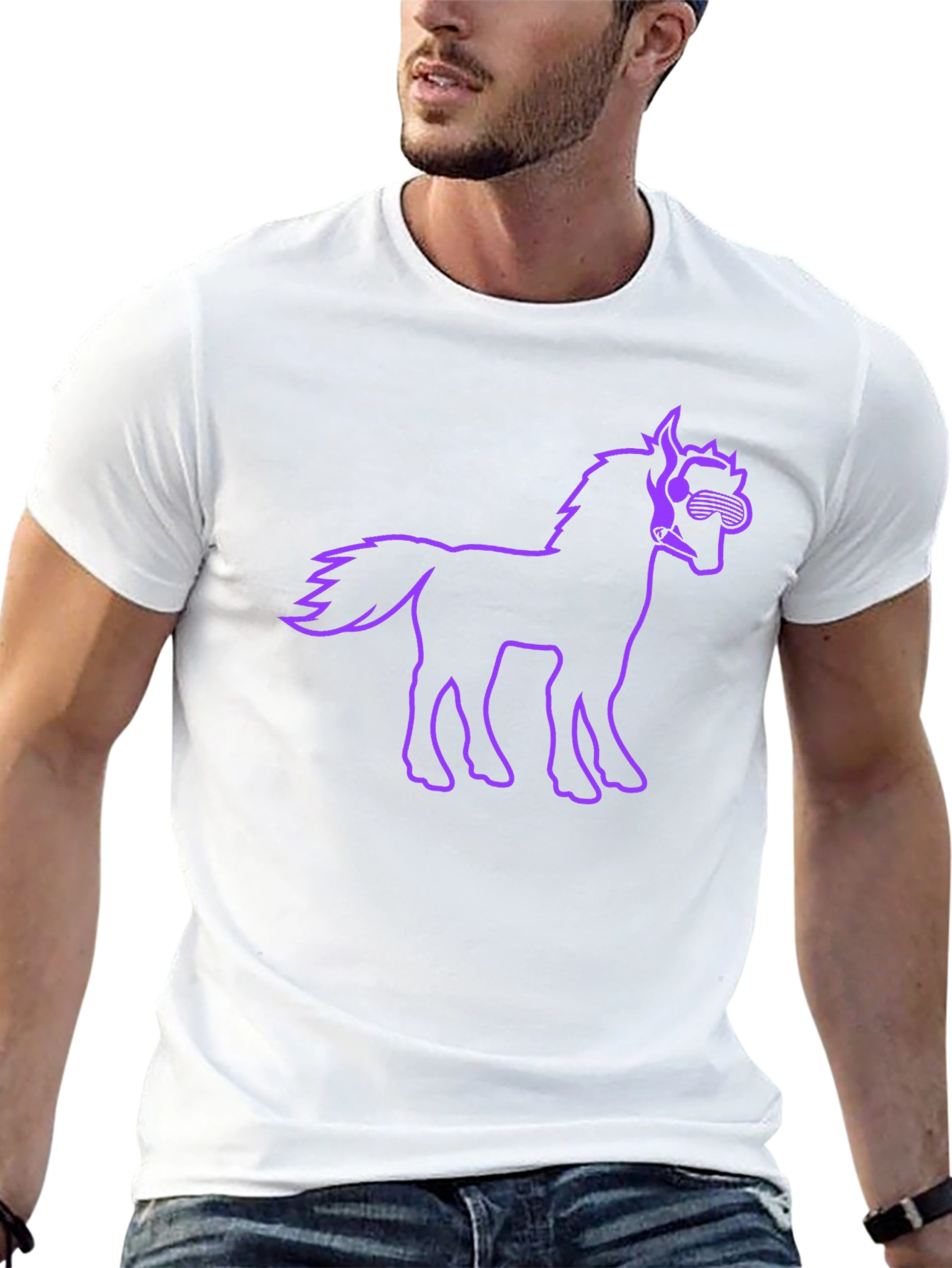 Cool Horse Graphic Tee - Black Cotton T-Shirt