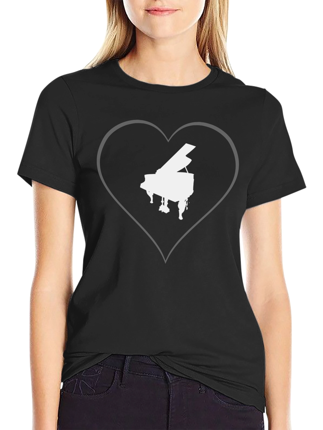 Piano Heart Graphic Tee - Music Lovers T-Shirt