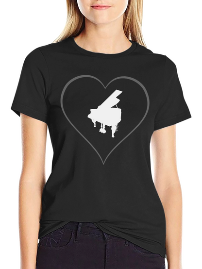 Piano Heart Graphic Tee - Music Lovers T-Shirt