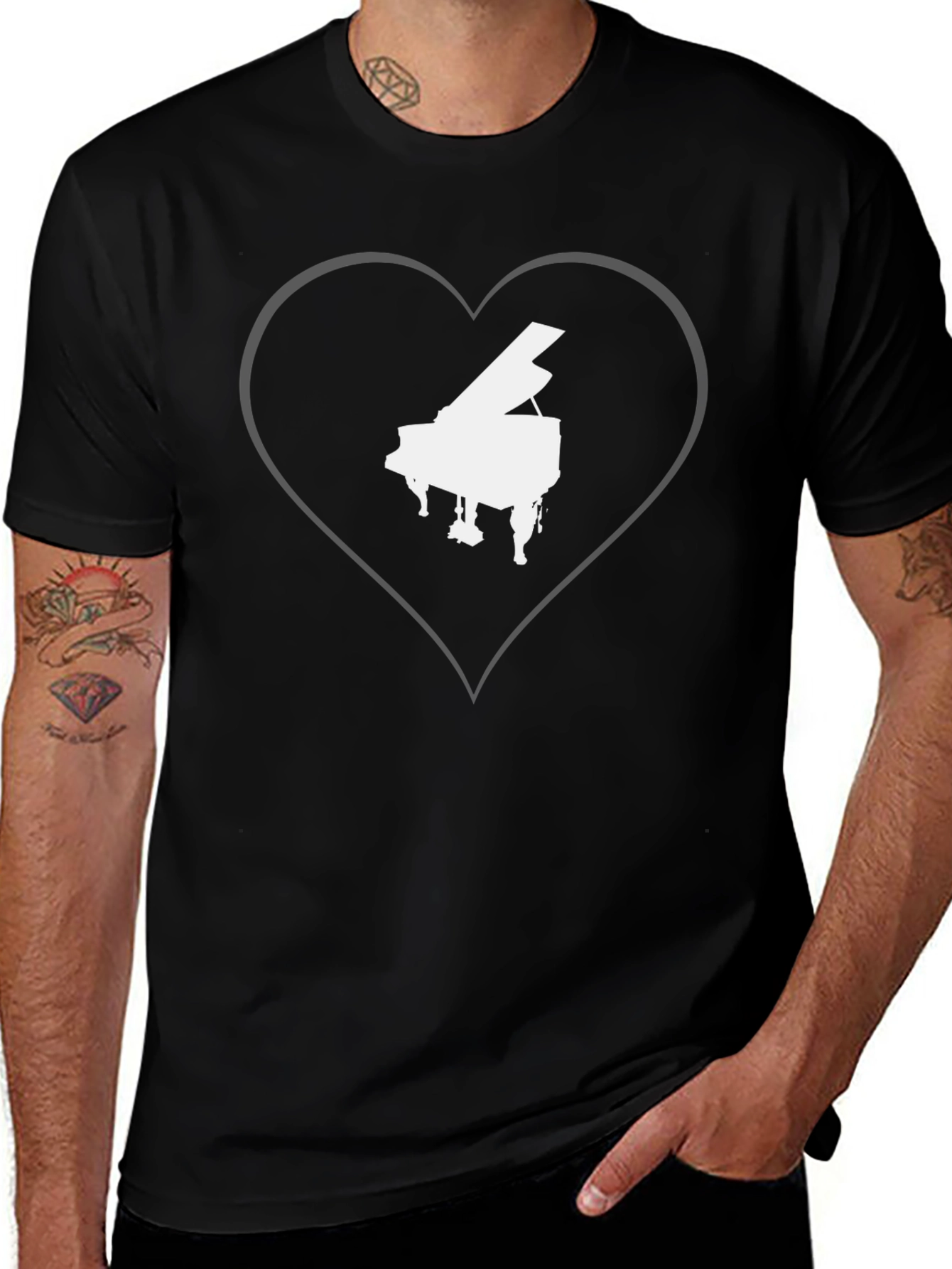 Piano Heart Graphic Tee - Music Lovers T-Shirt