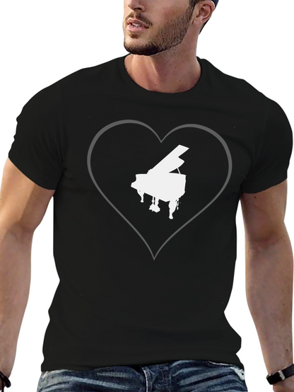 Piano Heart Graphic Tee - Music Lovers T-Shirt