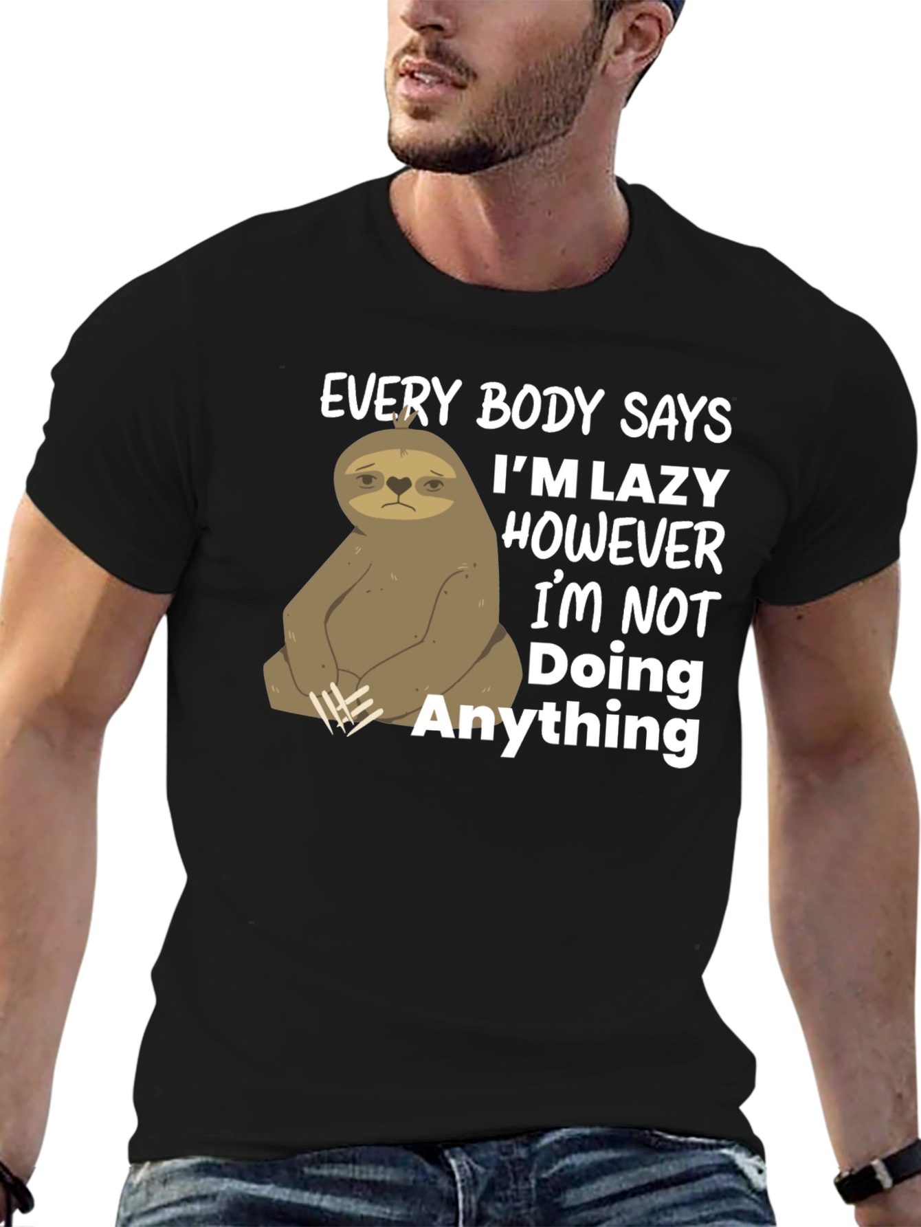 Lazy Sloth Graphic T-Shirt - Funny & Relatable