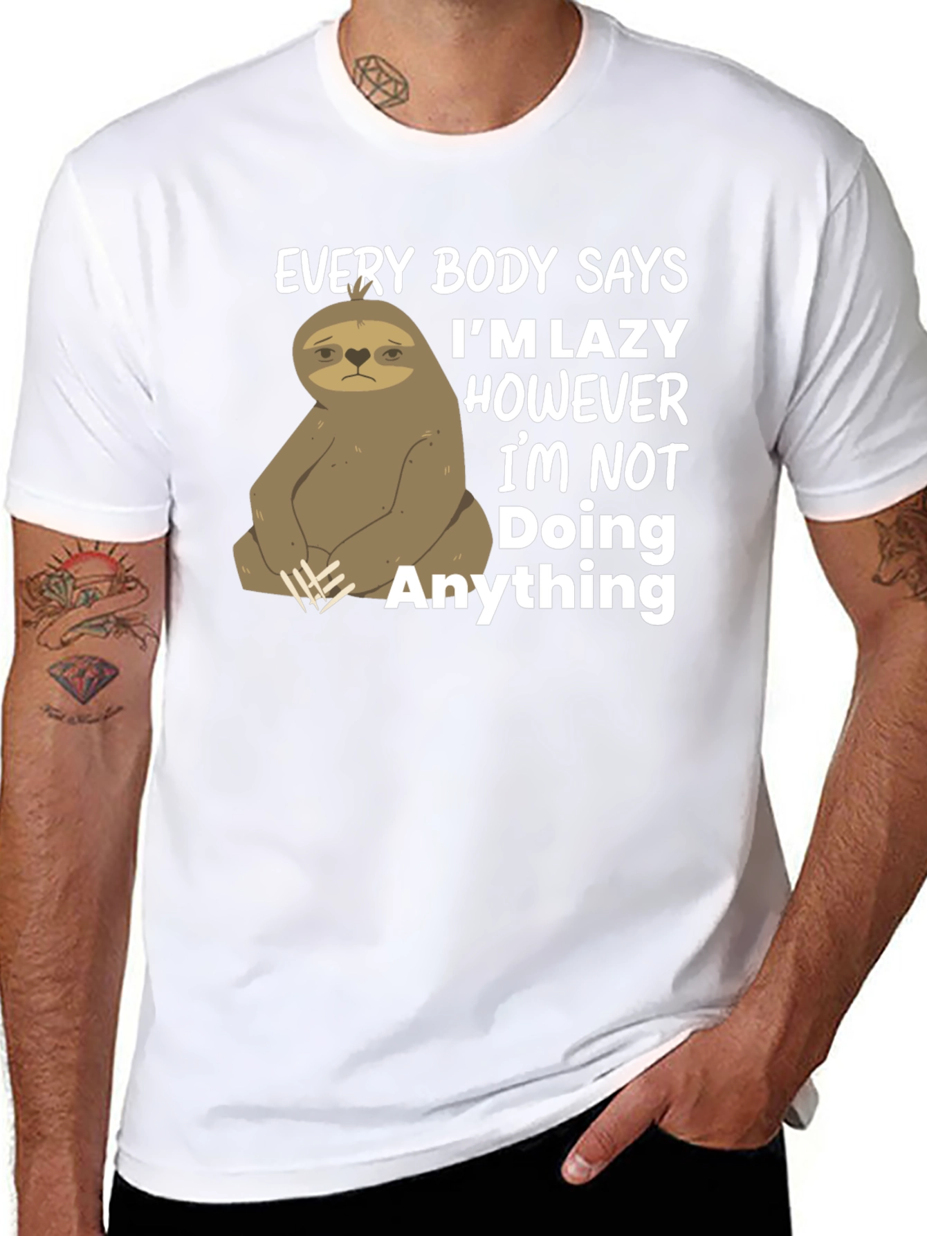 Lazy Sloth Graphic T-Shirt - Funny & Relatable