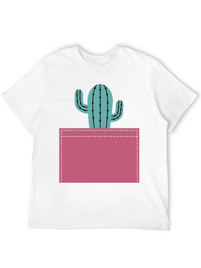 Cactus Pocket Graphic Tee - Trendy Mens T-Shirt