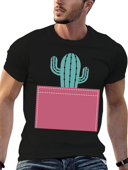 Cactus Pocket Graphic Tee - Trendy Mens T-Shirt