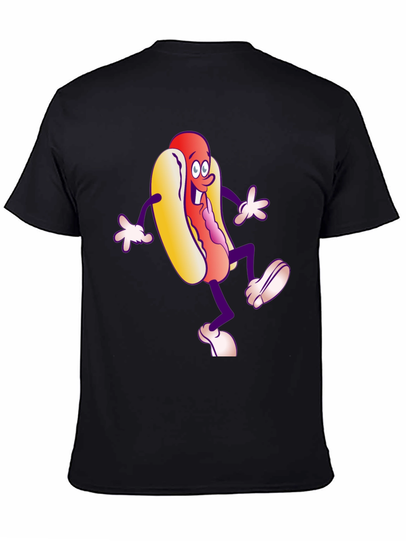 Cartoon Hotdog Graphic T-Shirt
