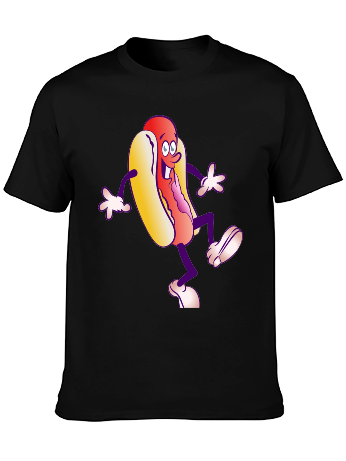 Cartoon Hotdog Graphic T-Shirt