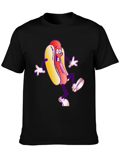 Cartoon Hotdog Graphic T-Shirt
