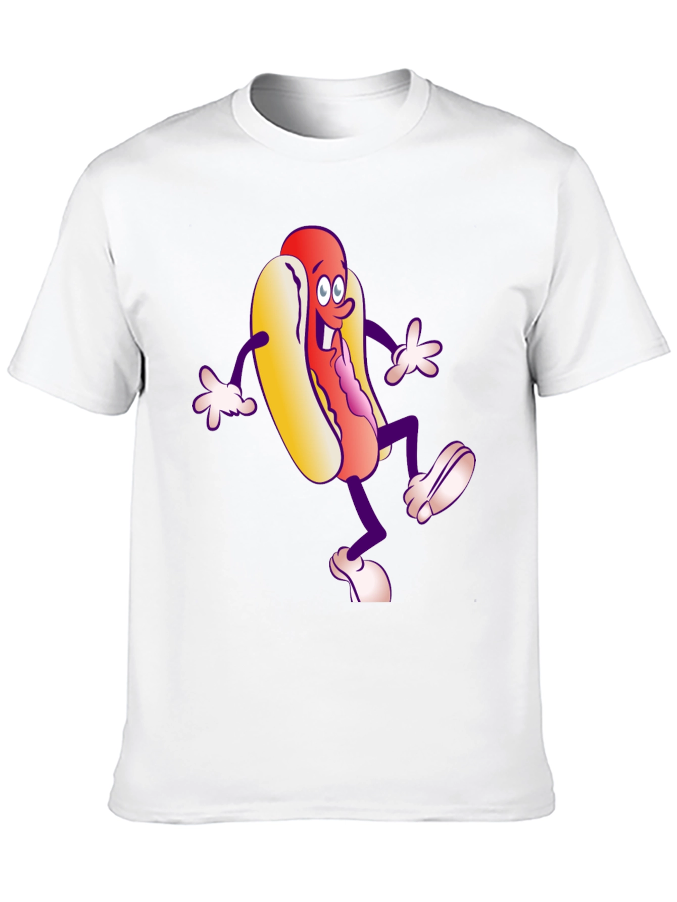 Cartoon Hotdog Graphic T-Shirt