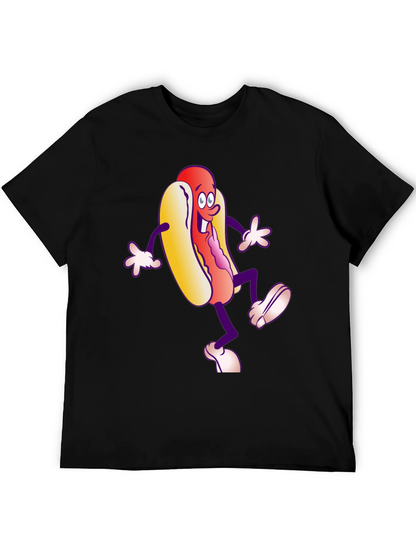 Cartoon Hotdog Graphic T-Shirt