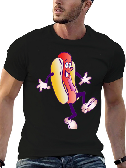 Cartoon Hotdog Graphic T-Shirt