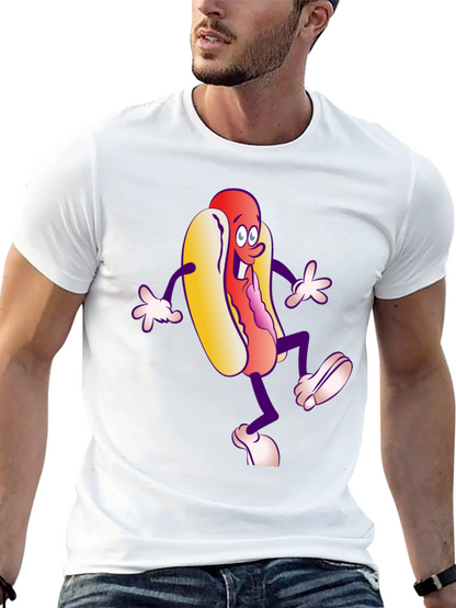 Cartoon Hotdog Graphic T-Shirt