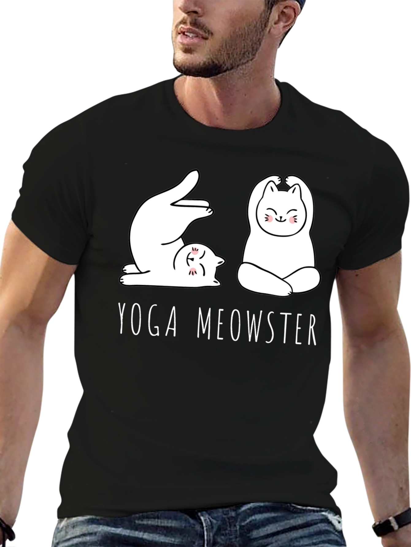 Yoga Meowster Graphic Tee - Cute Cat Yoga Design