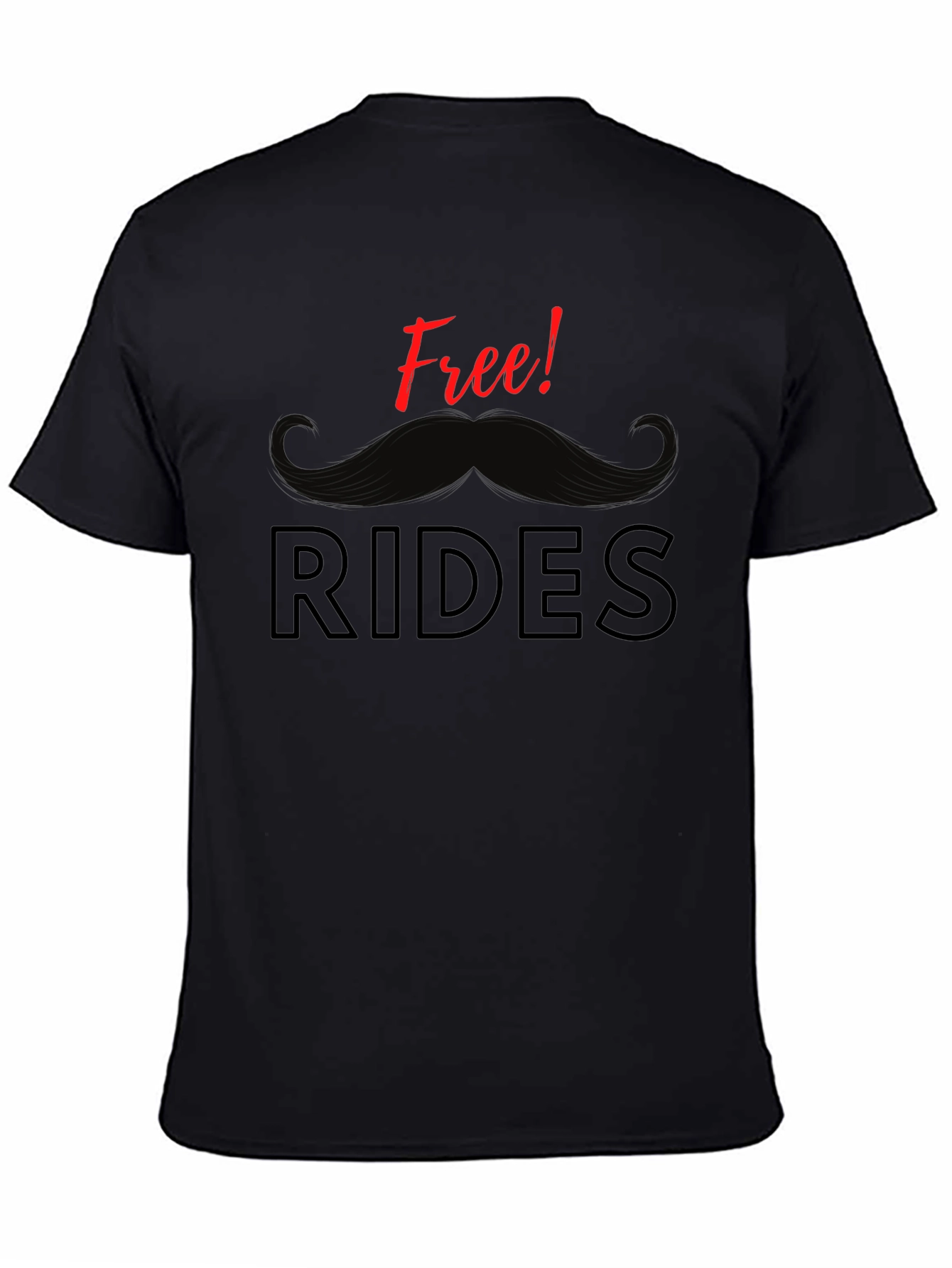 Free Rides Mustache Graphic T-Shirt - Black