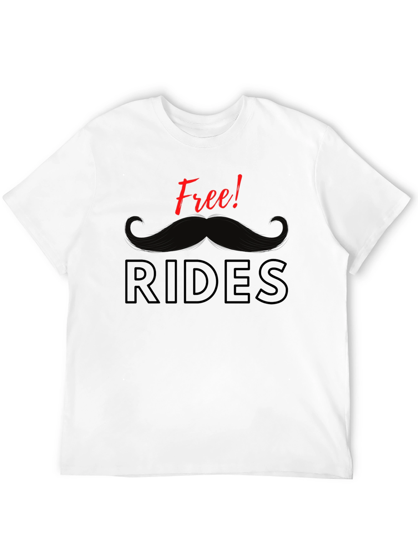 Free Rides Mustache Graphic T-Shirt - Black