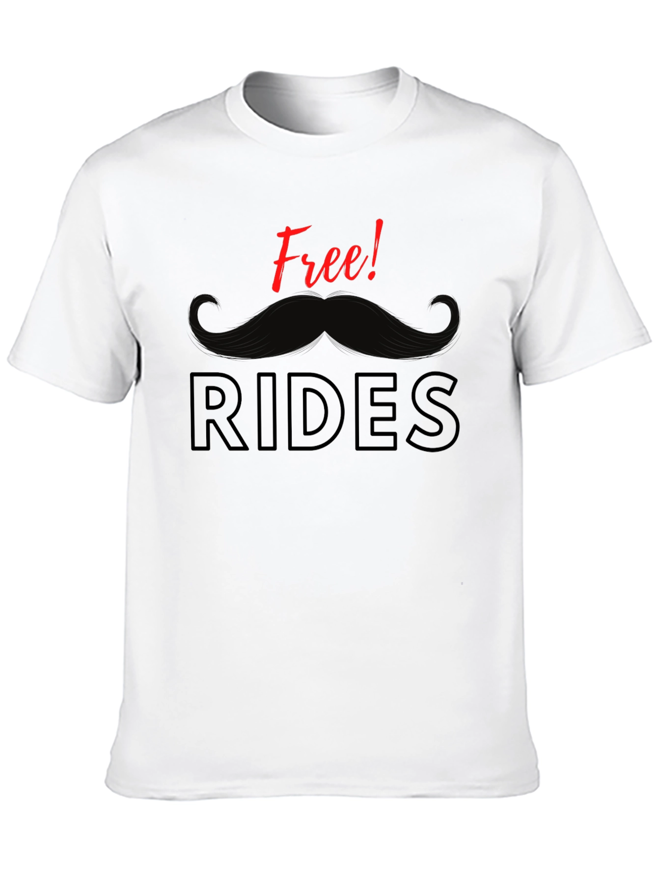 Free Rides Mustache Graphic T-Shirt - Black