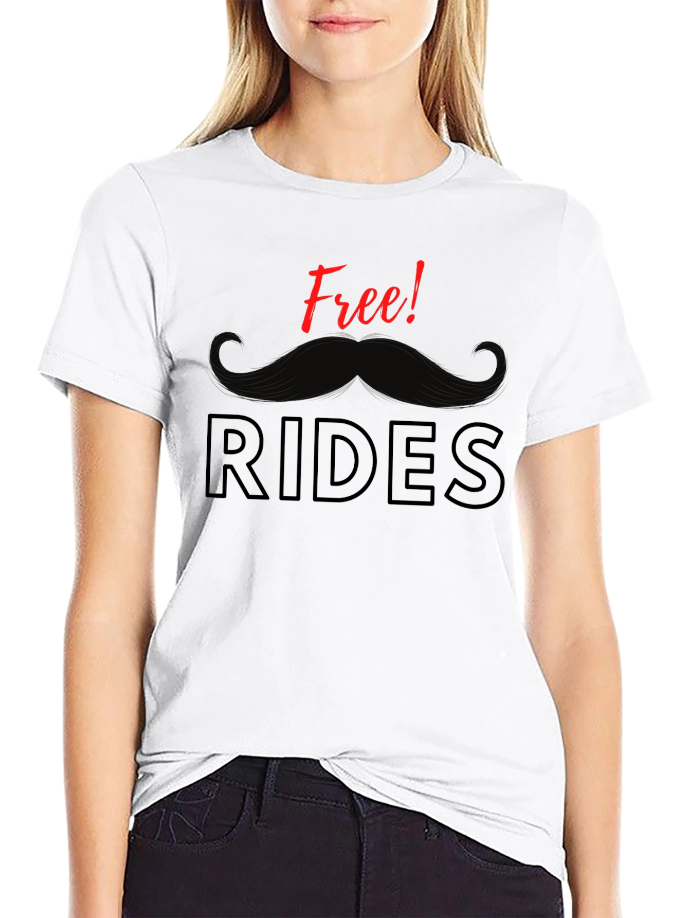 Free Rides Mustache Graphic T-Shirt - Black