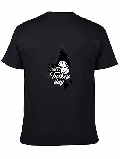Happy Turkey Day Graphic Tee - Black