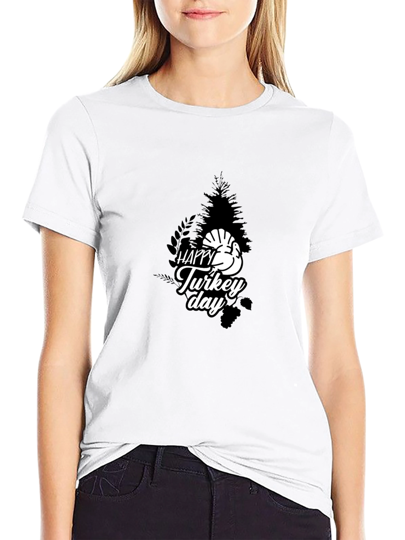 Happy Turkey Day Graphic Tee - Black