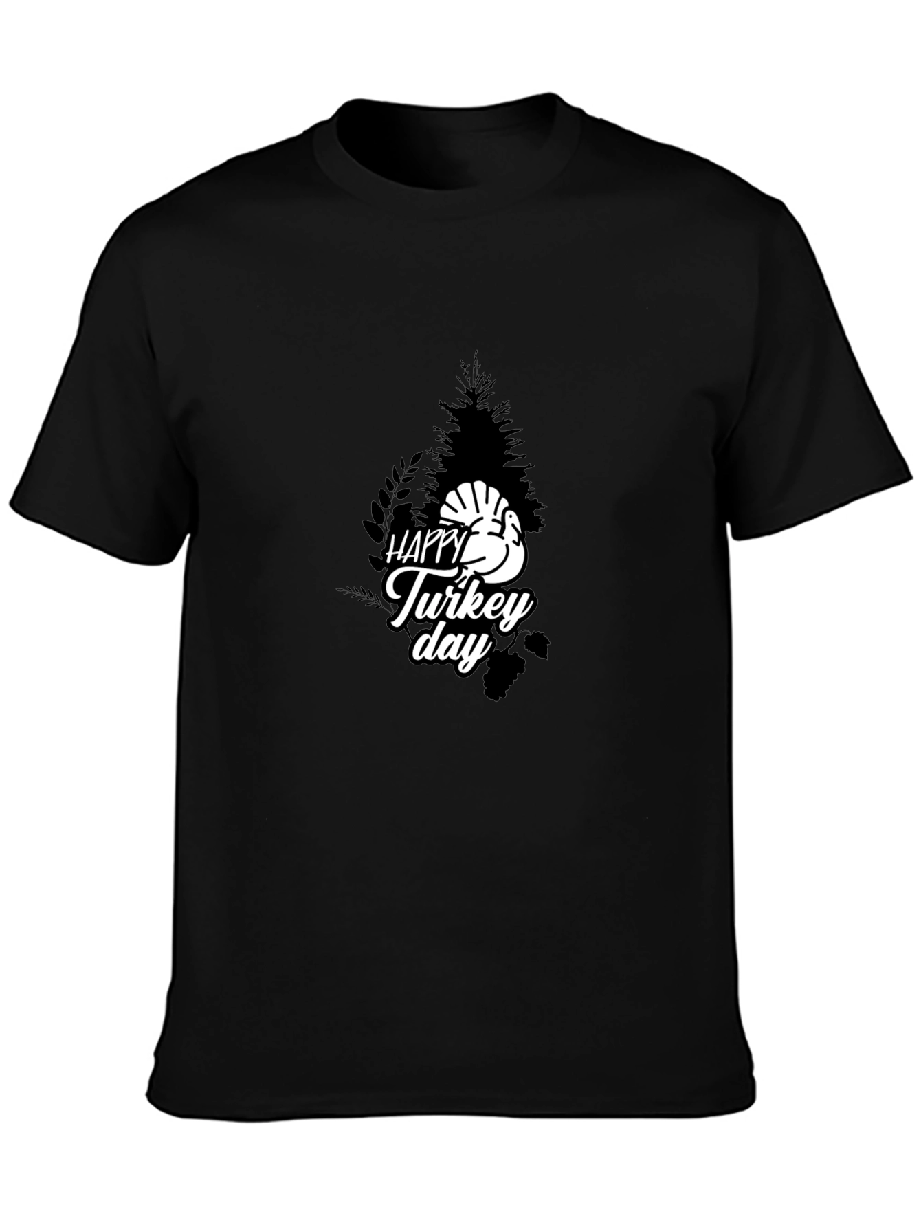 Happy Turkey Day Graphic Tee - Black