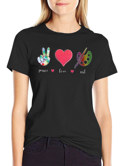 Peace Love Art T-Shirt - Black