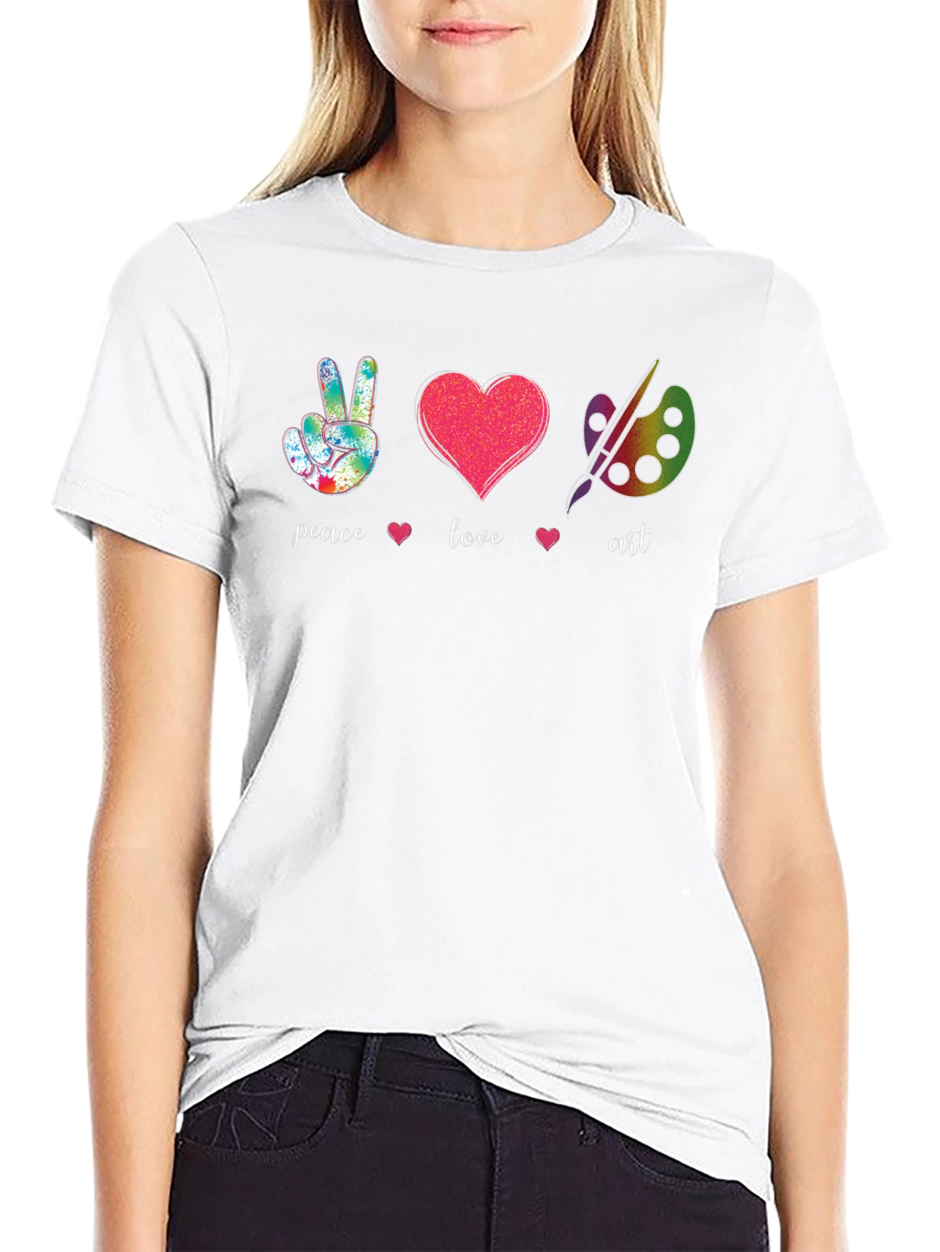 Peace Love Art T-Shirt - Black
