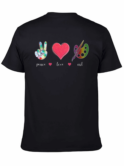 Peace Love Art T-Shirt - Black