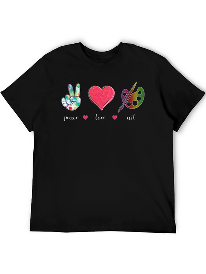 Peace Love Art T-Shirt - Black