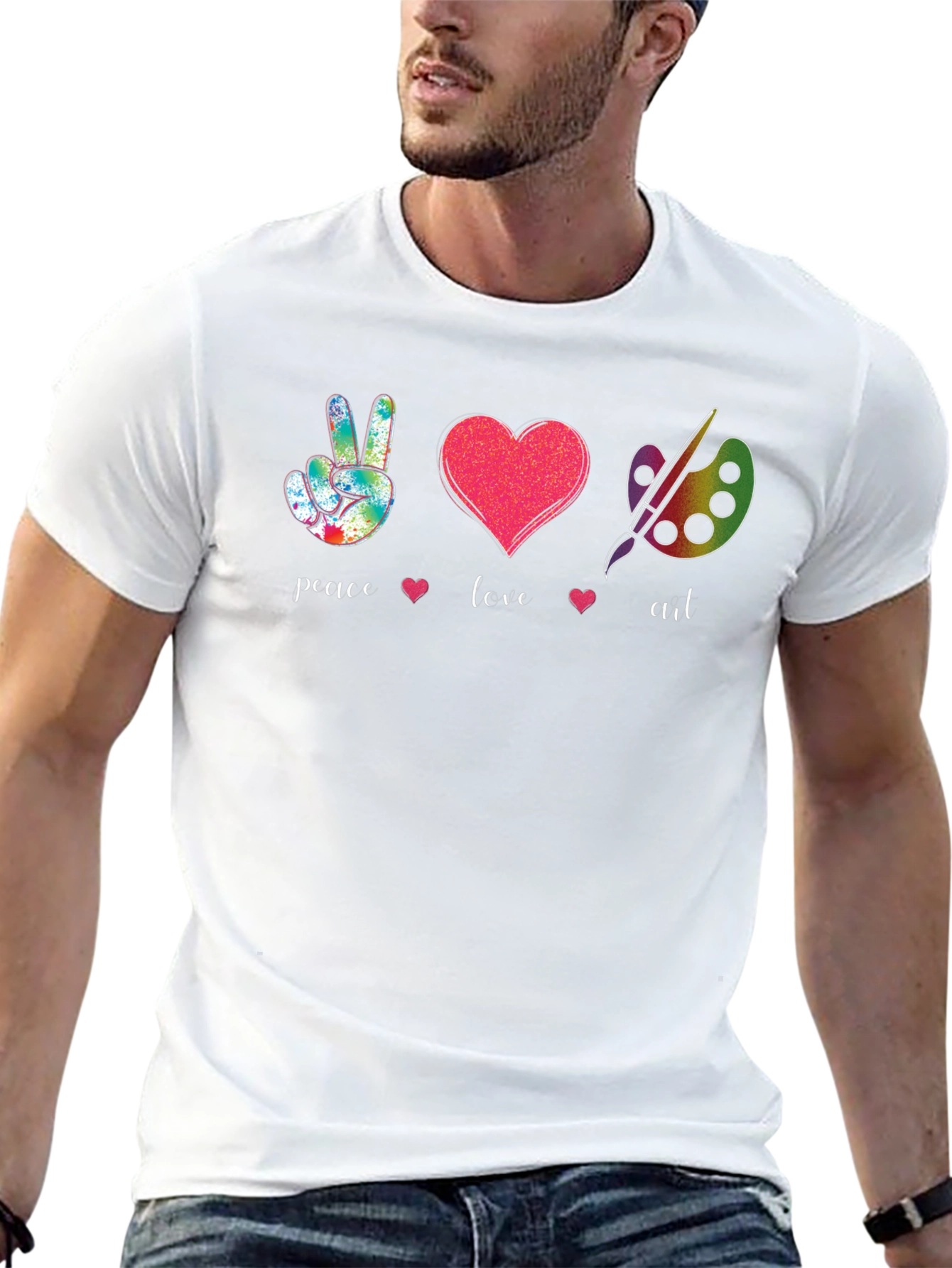 Peace Love Art T-Shirt - Black