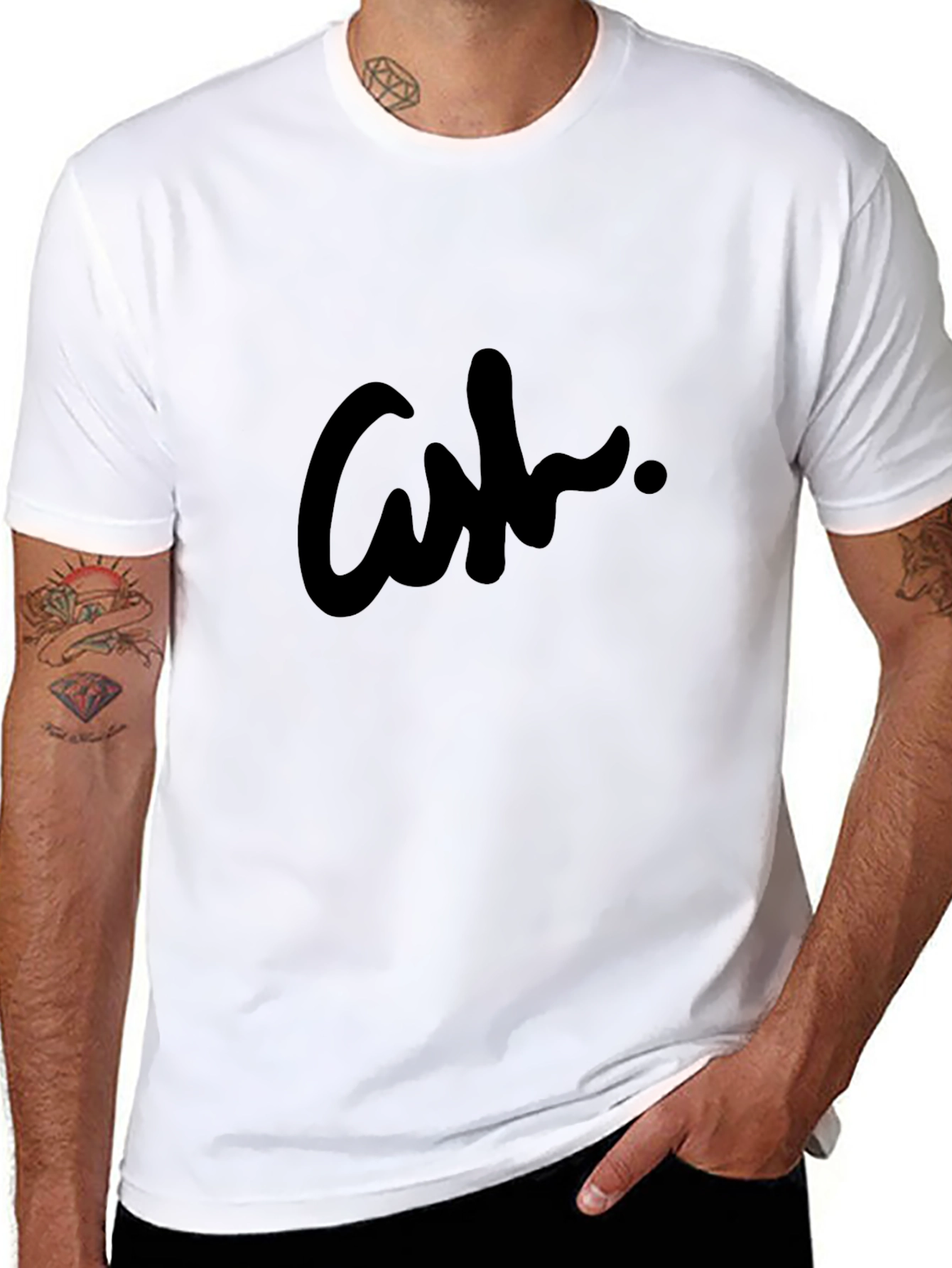 Mens Black Graphic Tee - Stylish Ash Design