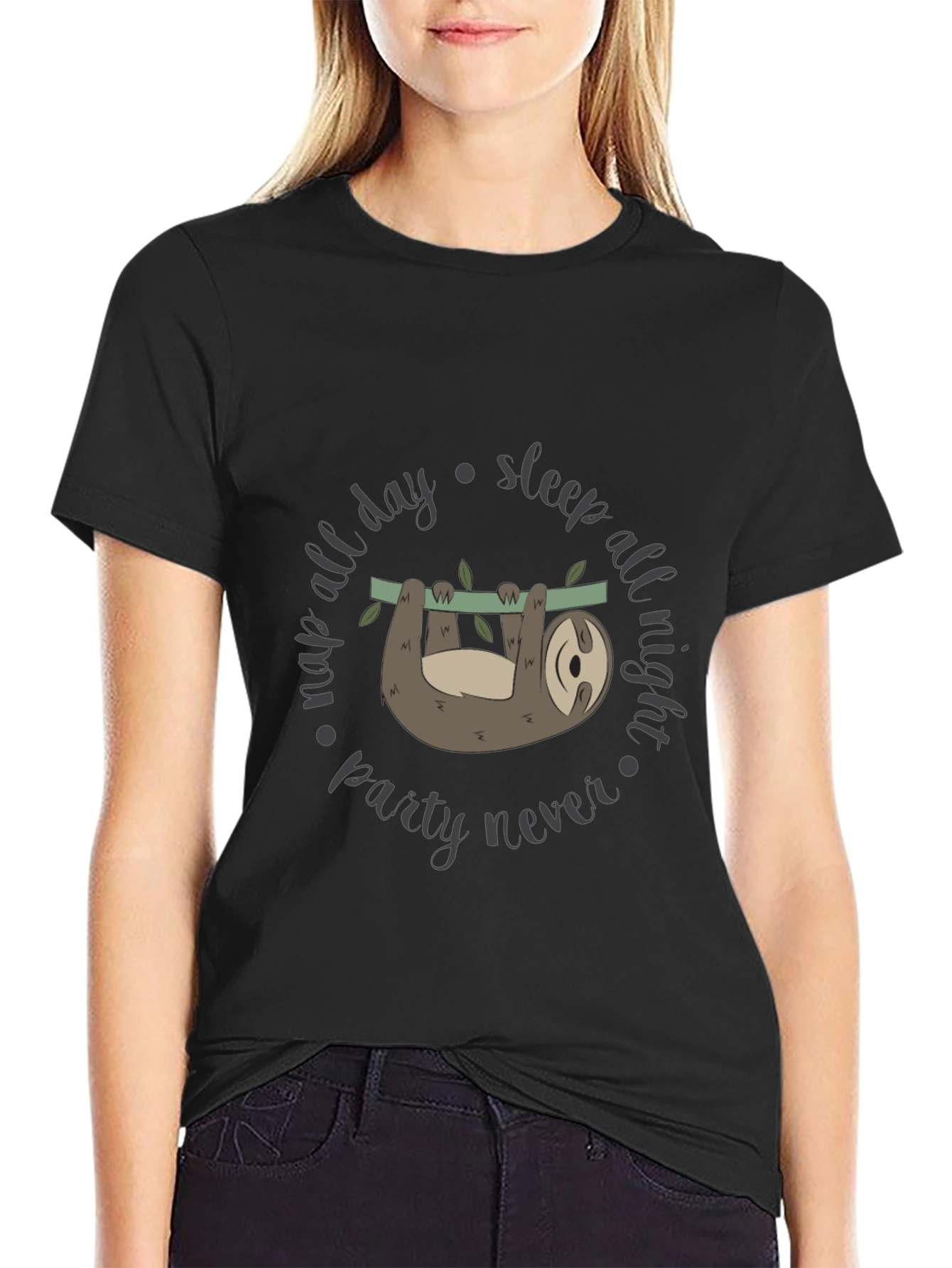 Lazy Sloth Graphic Tee - Nap All Day