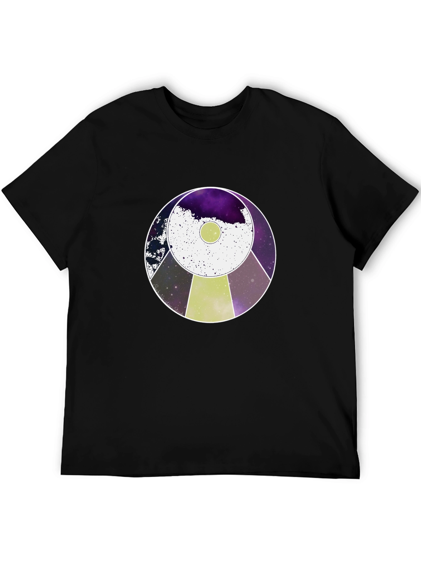 Cosmic UFO Graphic Tee - Black Cotton Blend