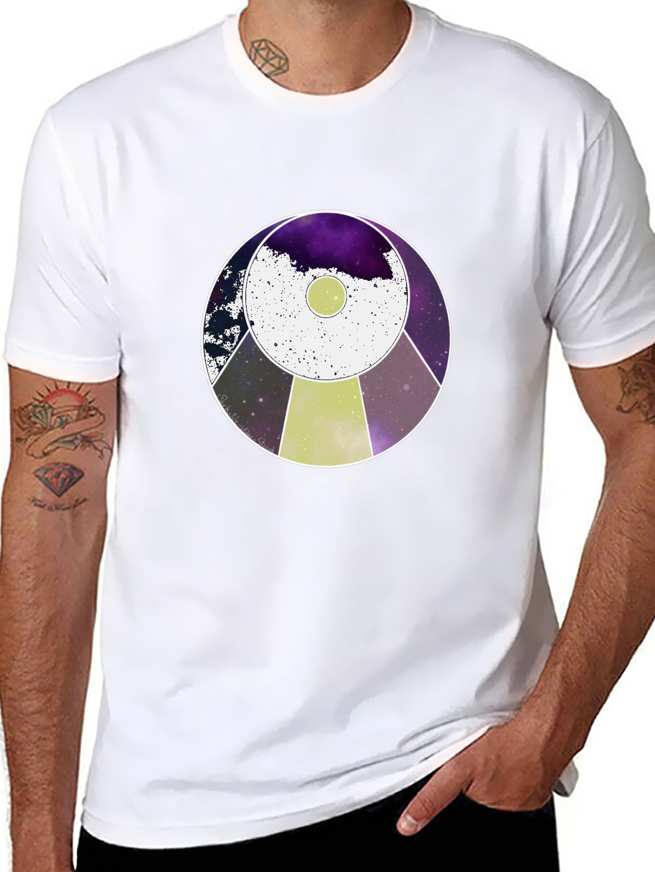 Cosmic UFO Graphic Tee - Black Cotton Blend