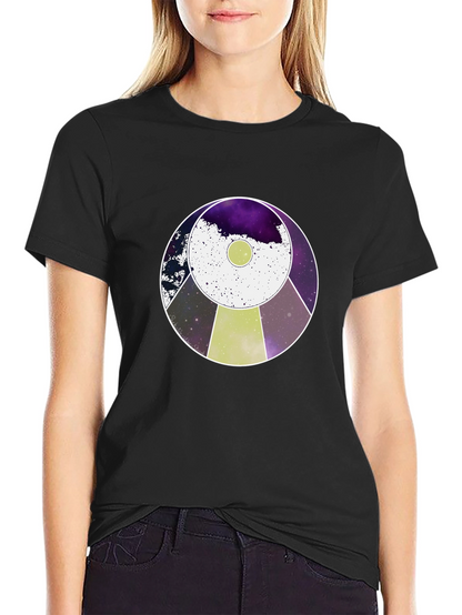 Cosmic UFO Graphic Tee - Black Cotton Blend