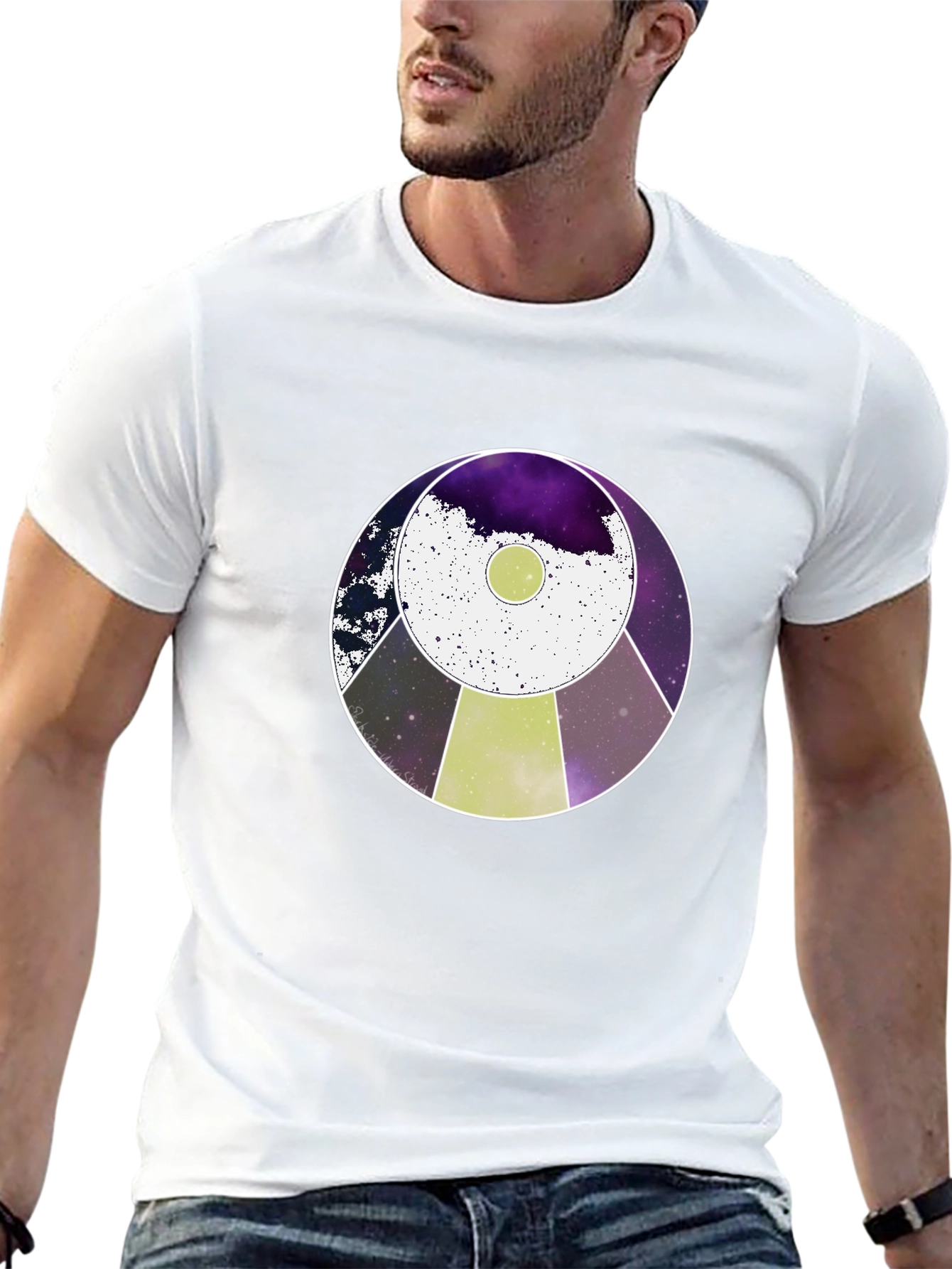 Cosmic UFO Graphic Tee - Black Cotton Blend