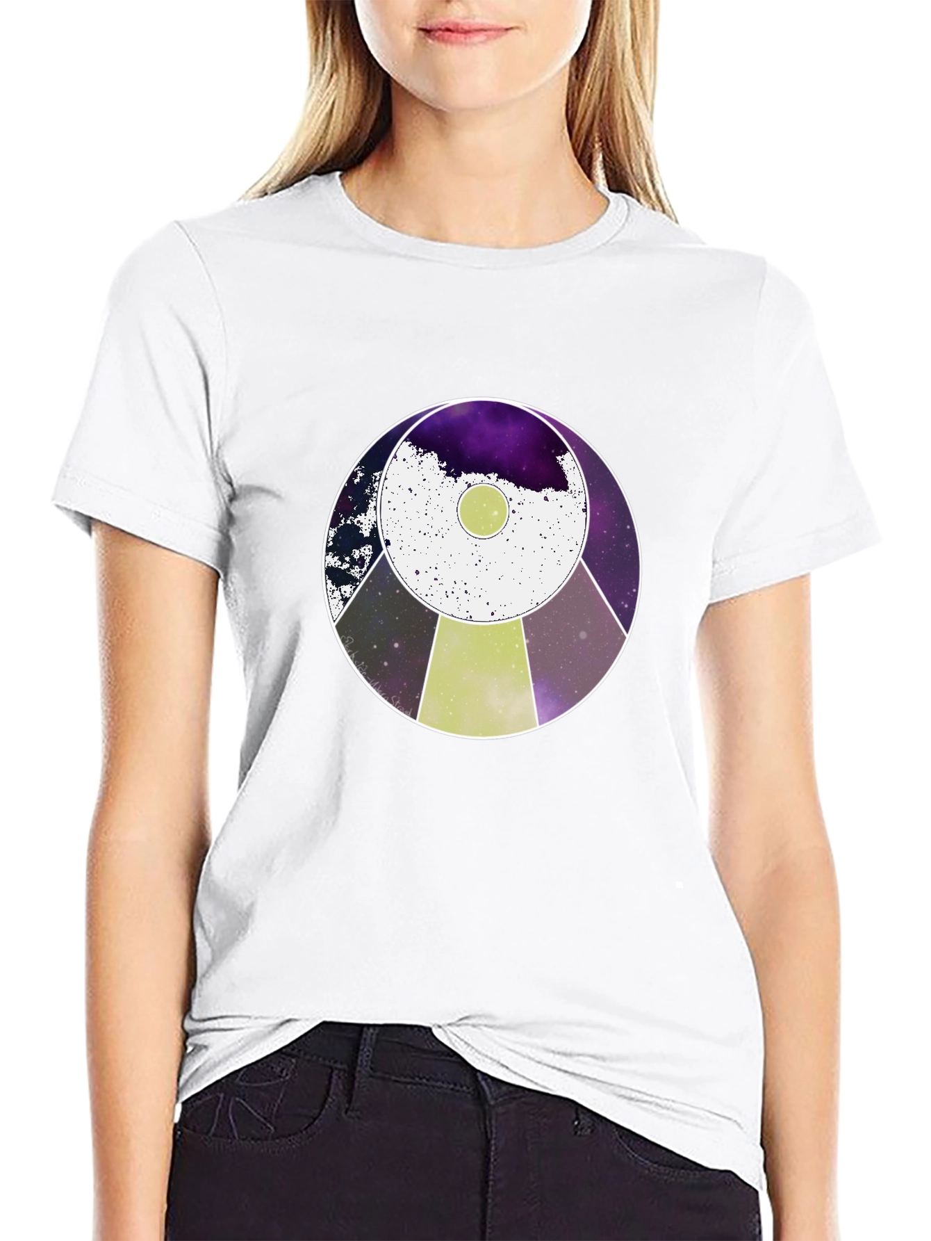 Cosmic UFO Graphic Tee - Black Cotton Blend