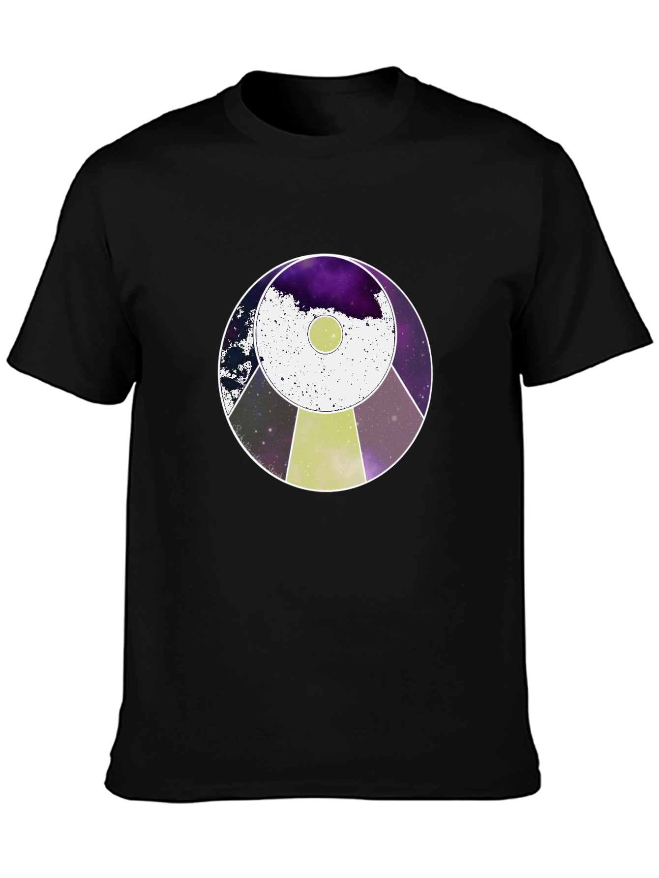 Cosmic UFO Graphic Tee - Black Cotton Blend