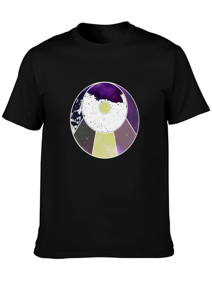 Cosmic UFO Graphic Tee - Black Cotton Blend